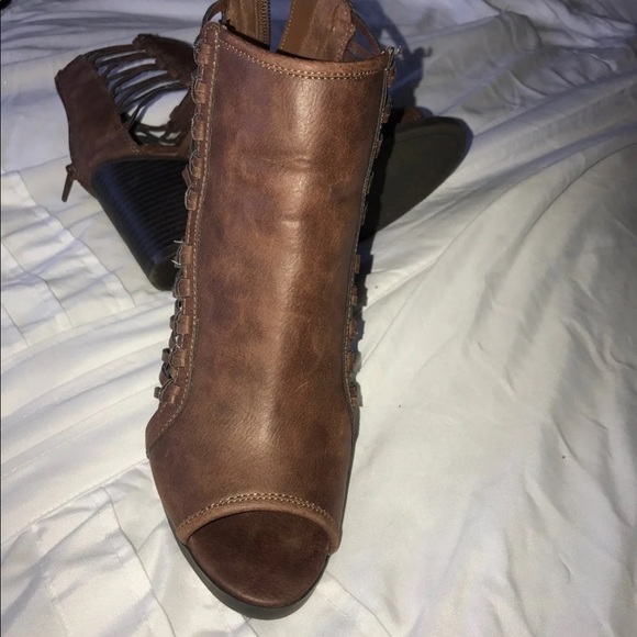 Open Toe Leather Booties - Picture 3 of 6